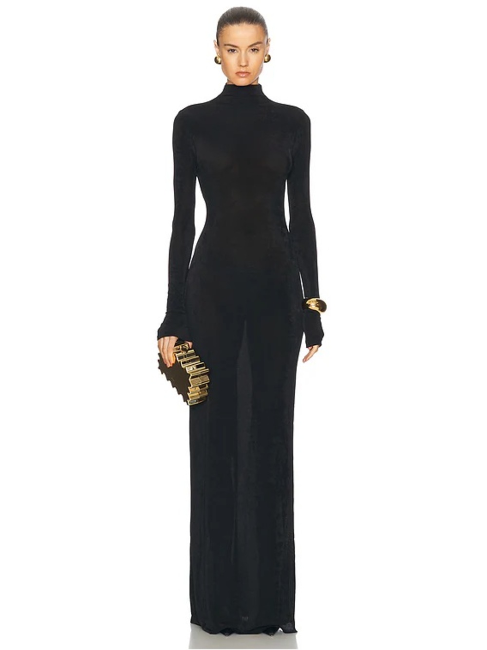SER.O.YA Black Long Sleeve Turtleneck Maxi Dress